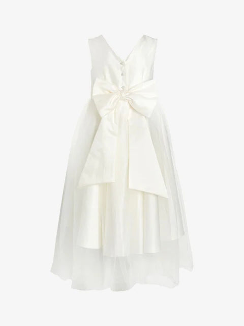 Ecru White Flower Girl Bow Dress