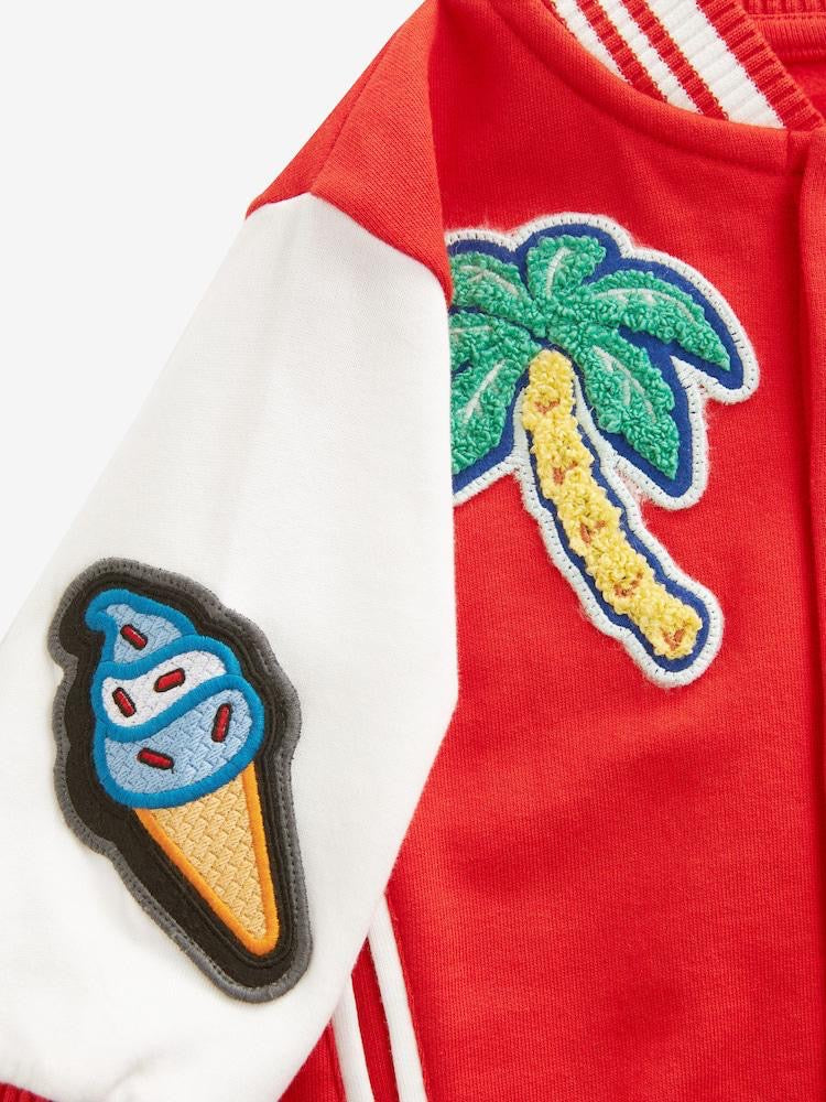 Bright Red embroidered Jacket Fleece Lined