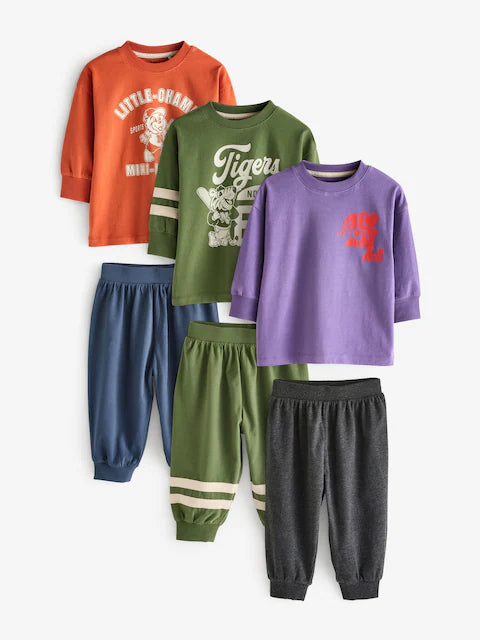 Multi Bright Varsity Oversized Pyjamas 3 Pack