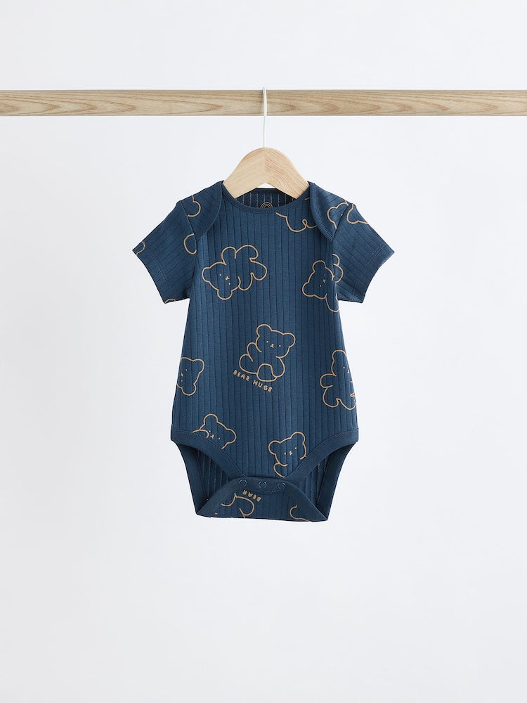 Navy Bear Applique Bodysuits 3 Pack.