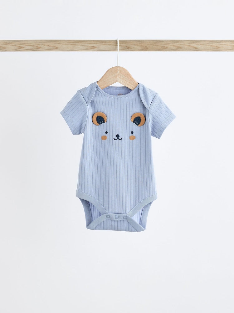 Navy Bear Applique Bodysuits 3 Pack.