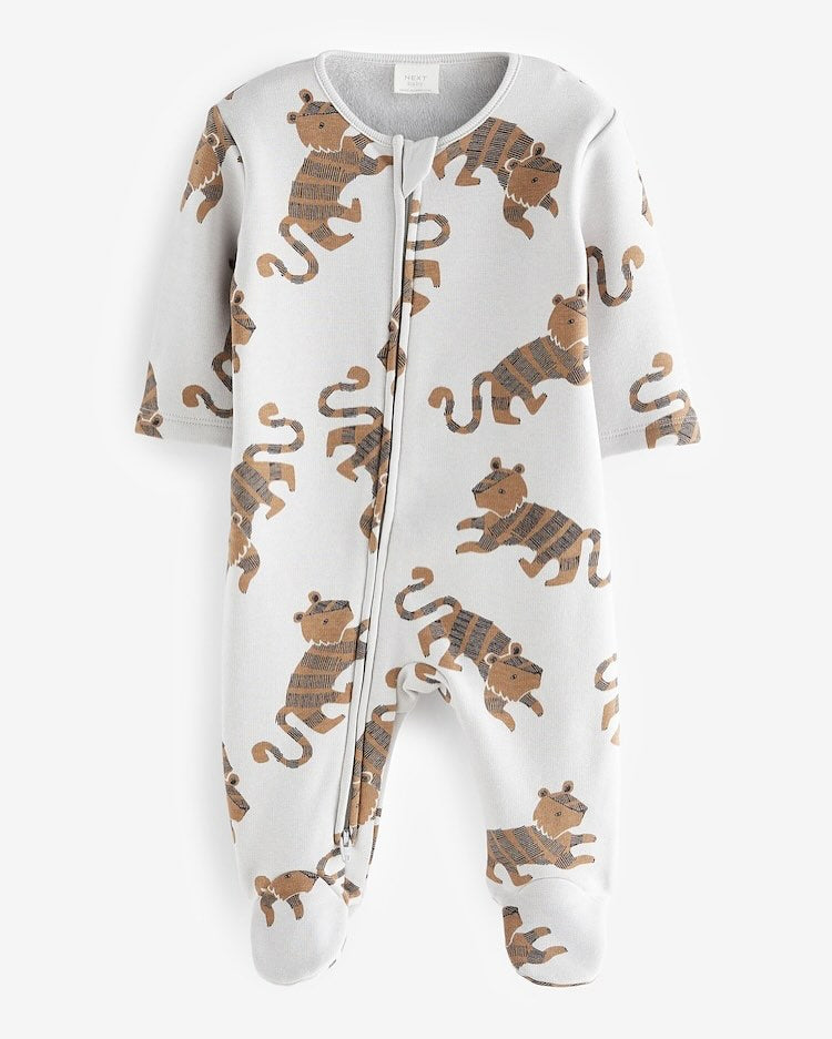 Grey Lion Fleece Lined Sleepsuit.