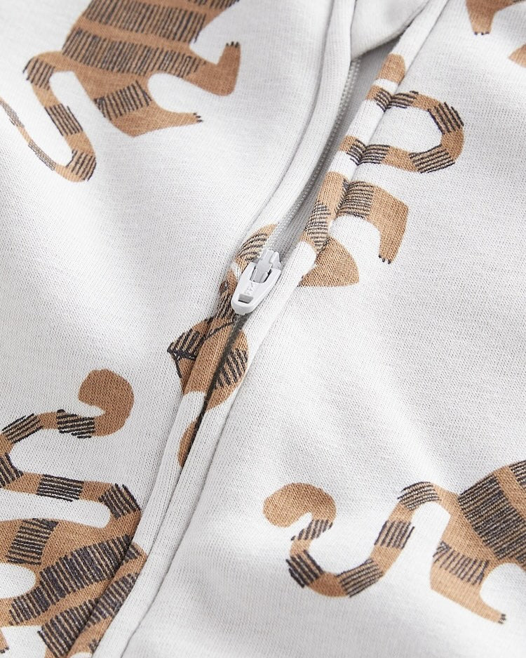 Grey Lion Fleece Lined Sleepsuit.