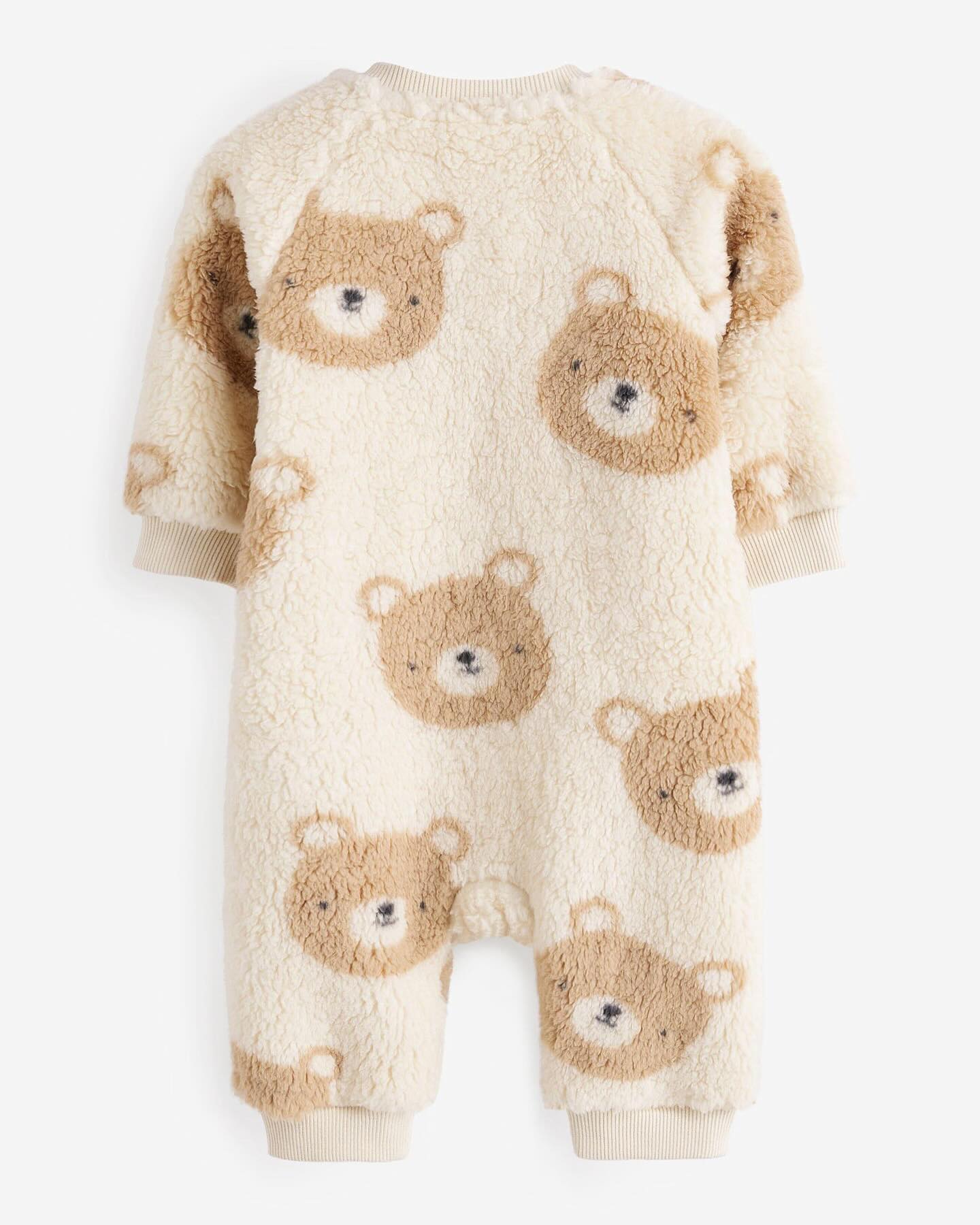 Brown Footless Zipper Fleece Sleepsuit.