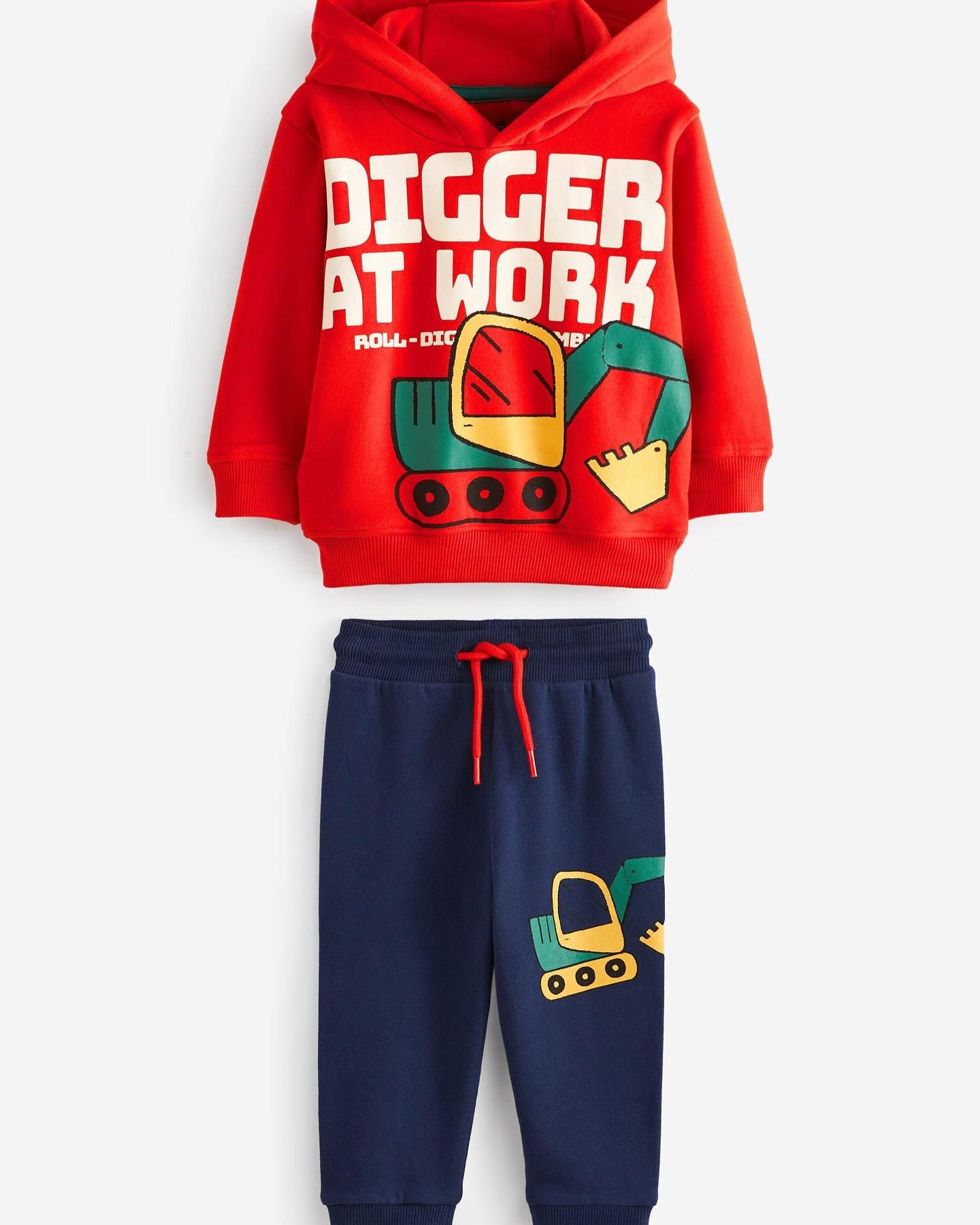 Red Digger Hoodie joggers Set- Fleece Lined