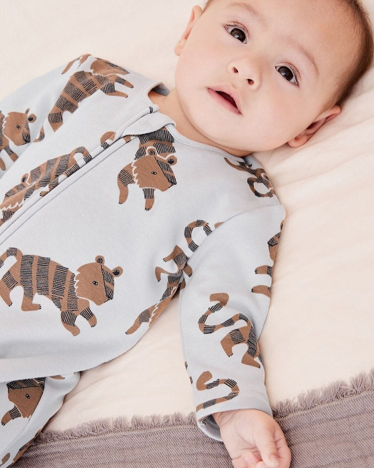 Grey Lion Fleece Lined Sleepsuit.