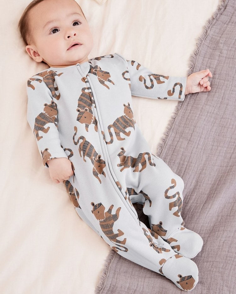 Grey Lion Fleece Lined Sleepsuit.