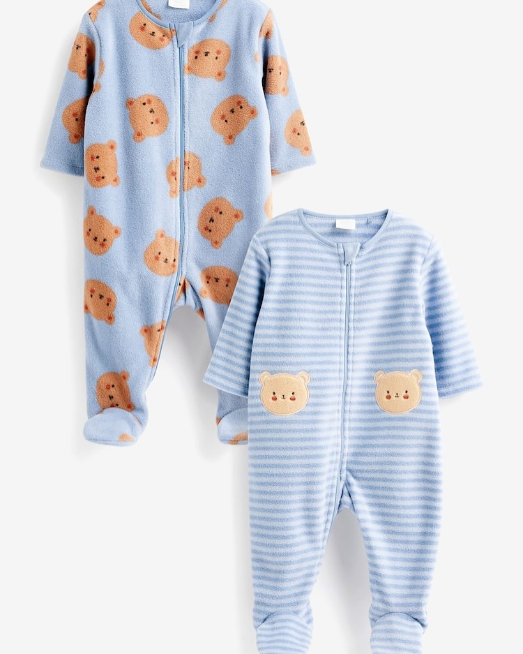 Blue Bear Characters Fleece Sleepsuit 2 pack- WEB feet.