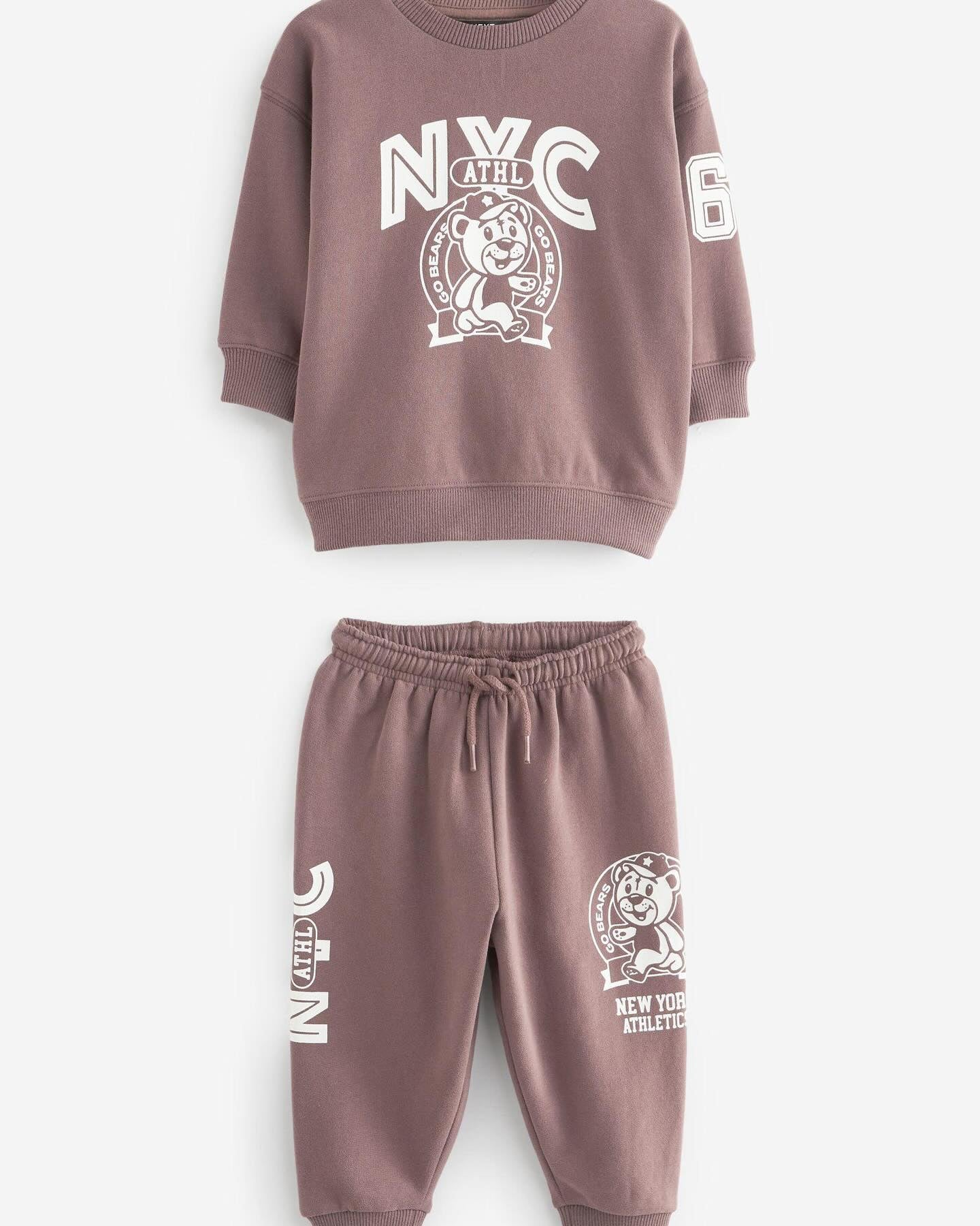 Brown Bear Oversized Slogan hoodie & joggers Set- Fleece Lined