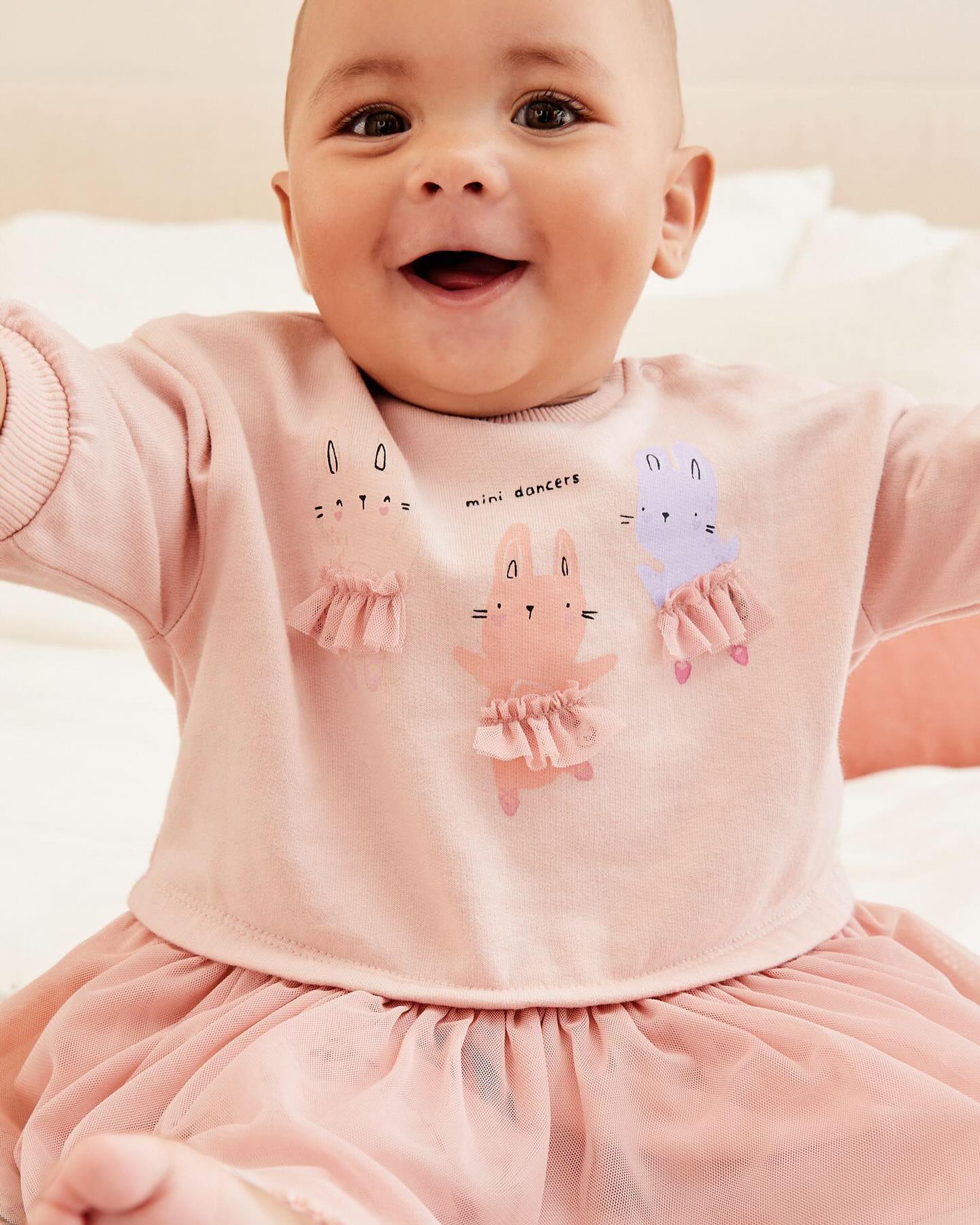 Pink Bunny Tutu Mesh Skirt Sweatshirt & leggings Set