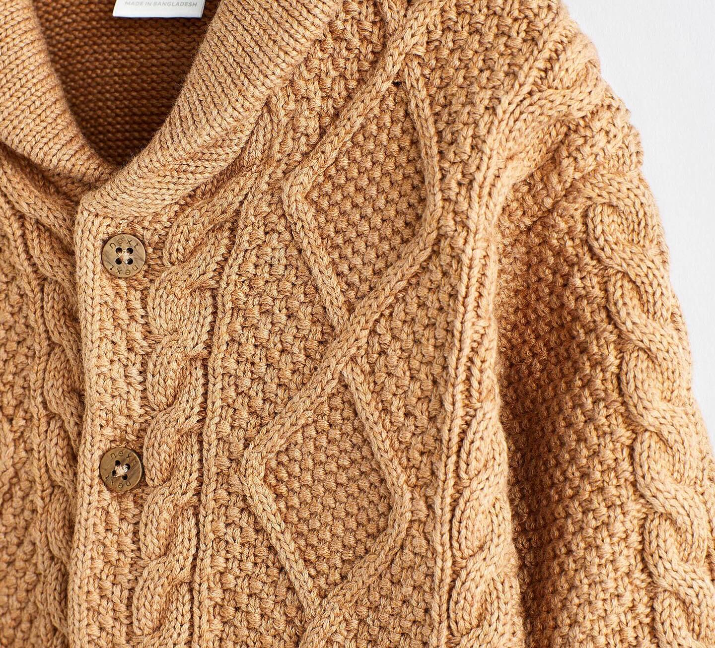 Tan Brown Cable Knitted Cardigan