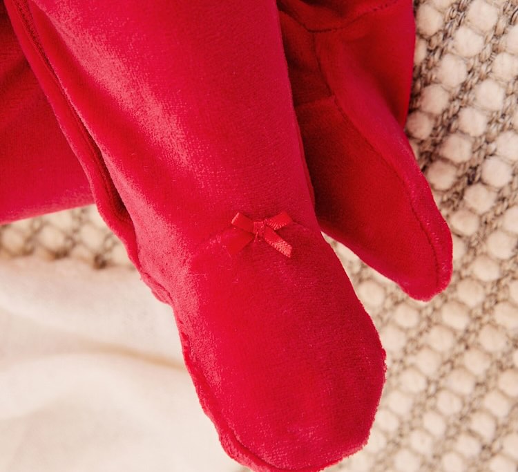 Red Collared Velour Sleepsuit