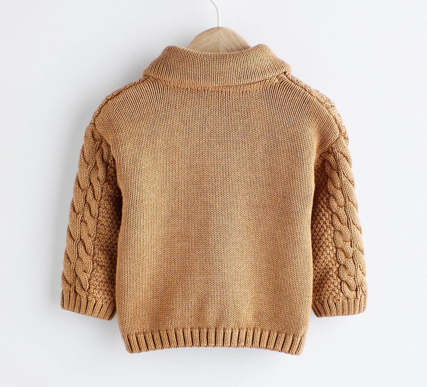 Tan Brown Cable Knitted Cardigan