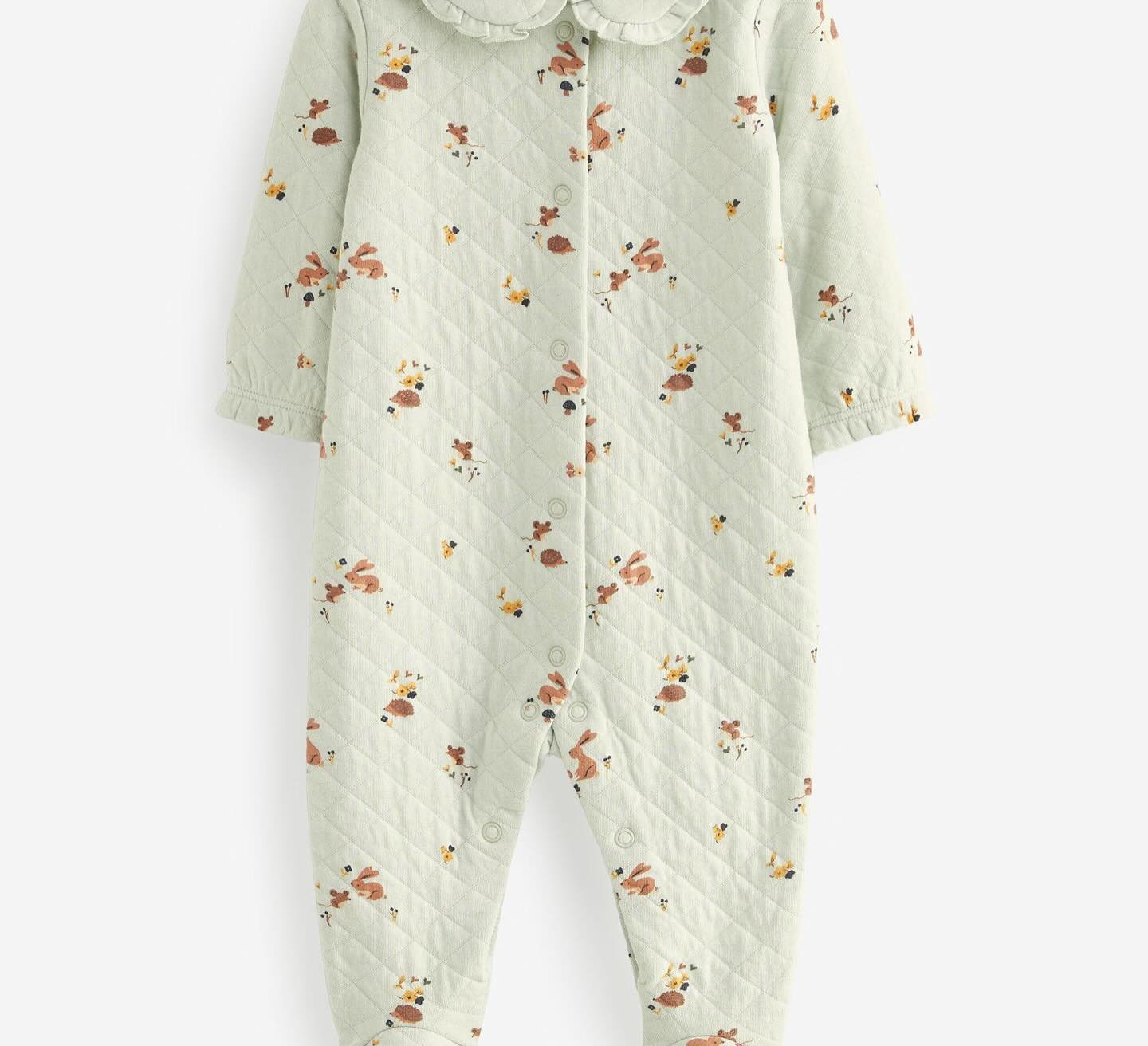 Sage Green Quilted Collared Sleepsuit