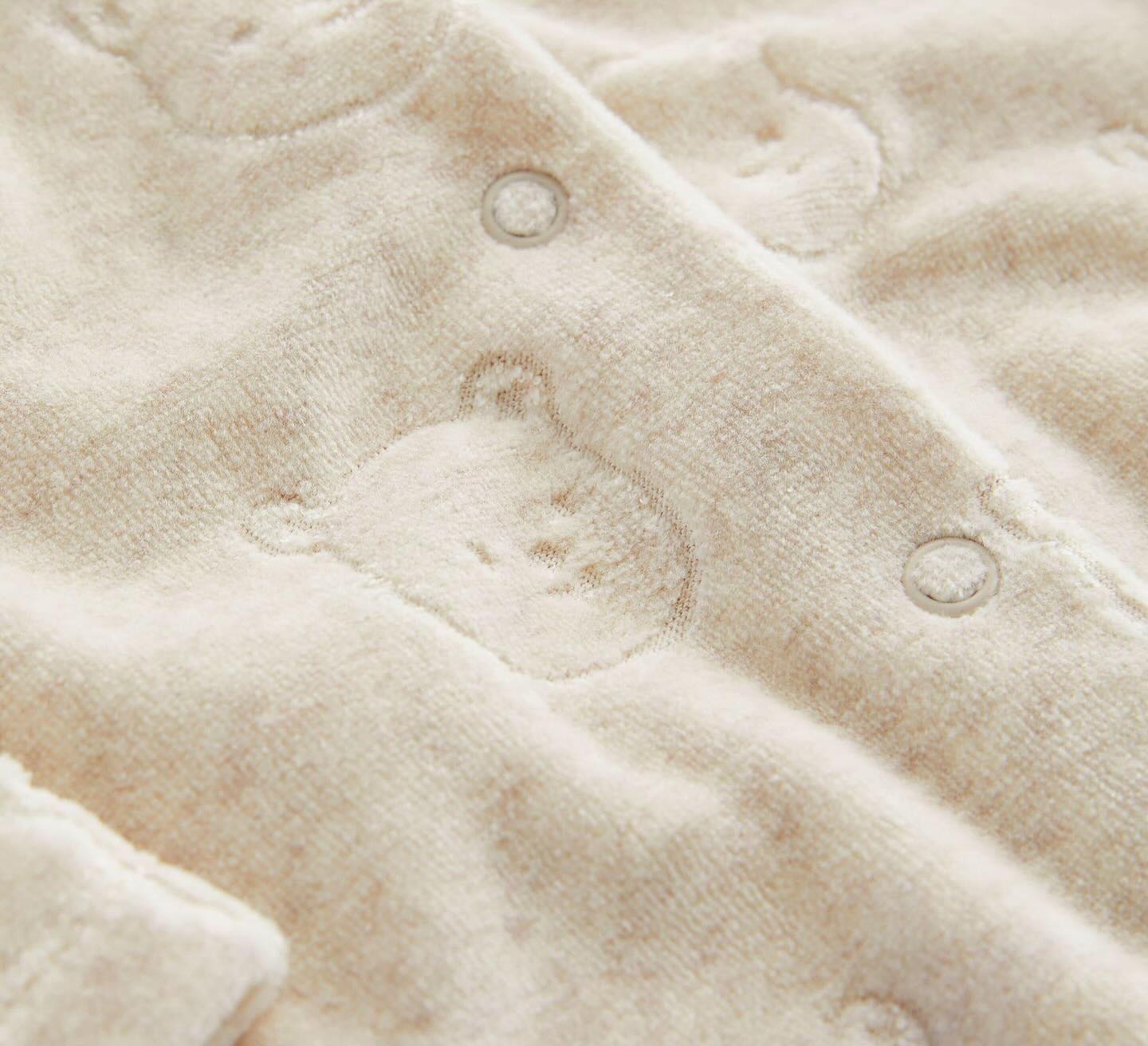 Oatmeal Bear Velour Sleepsuit