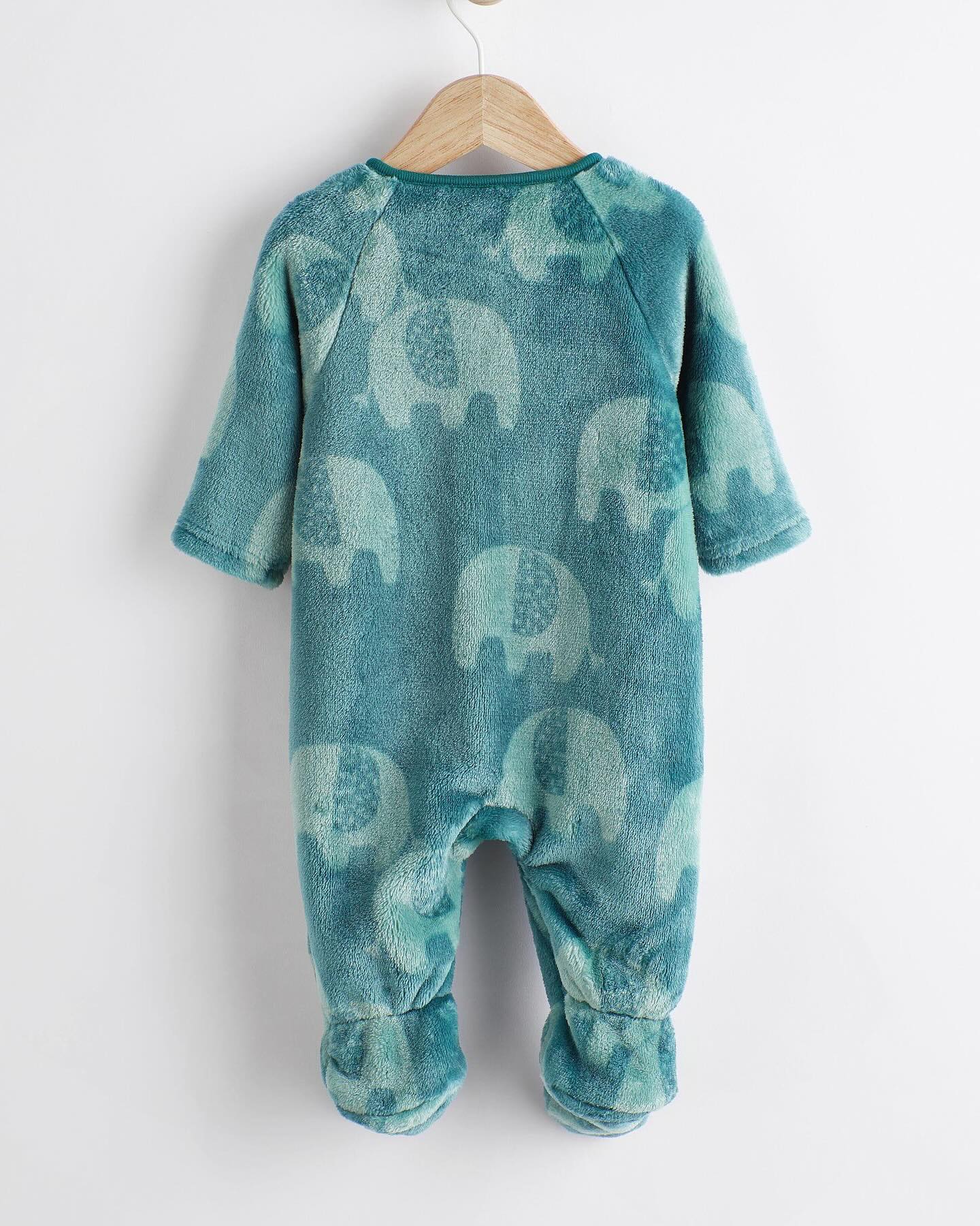 Teal Elephant Fleece Sleepsuit