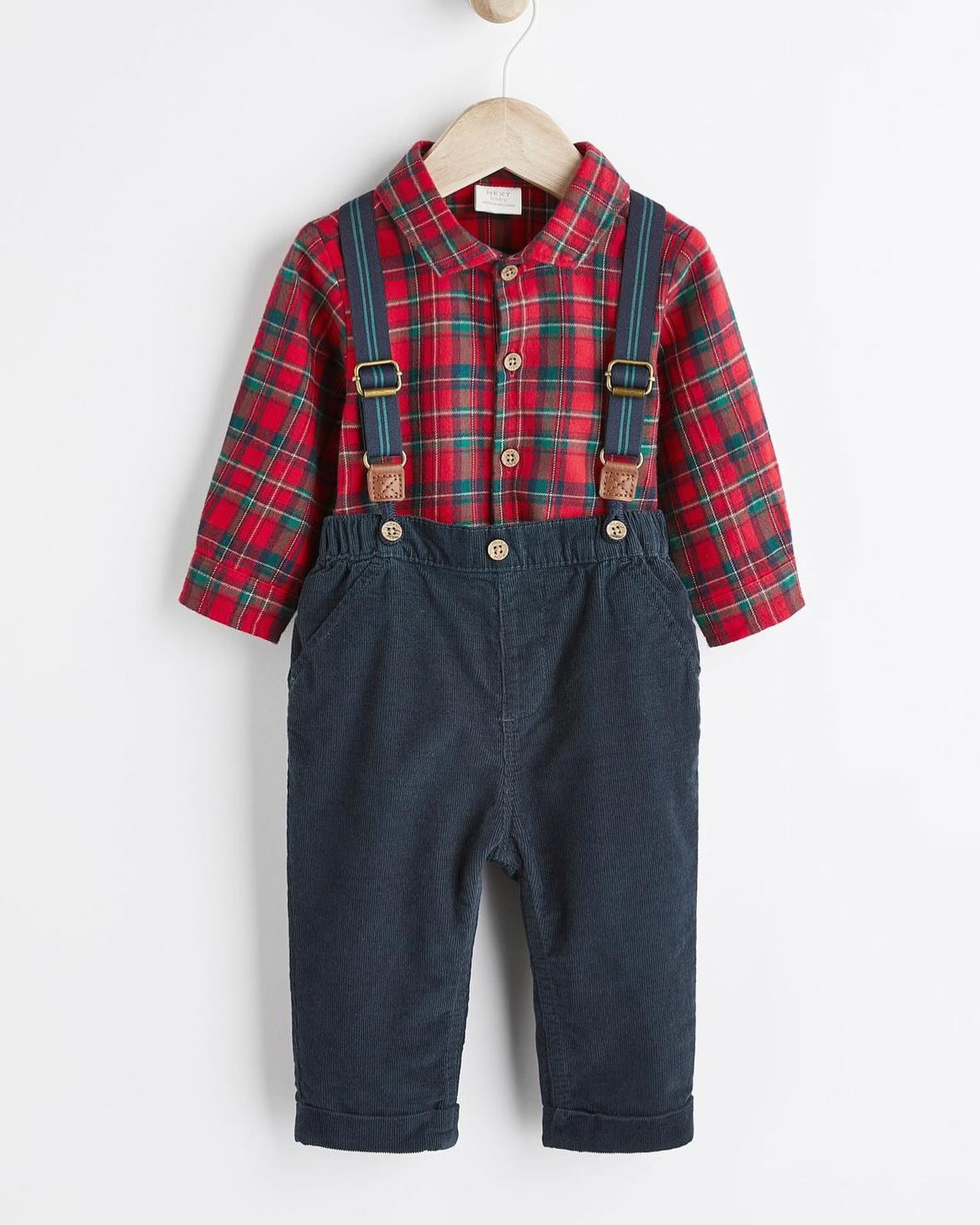 Red Trousers, Bodysuit & Braces Smart Occasion wear 3 Pc Set