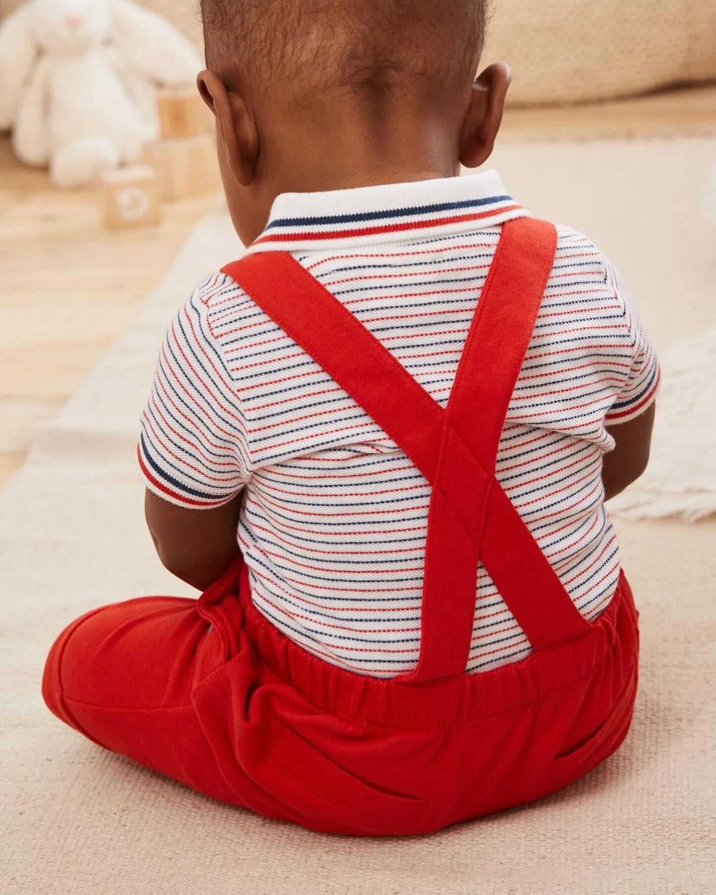 Red Dungarees & Polo Bodysuit Set
