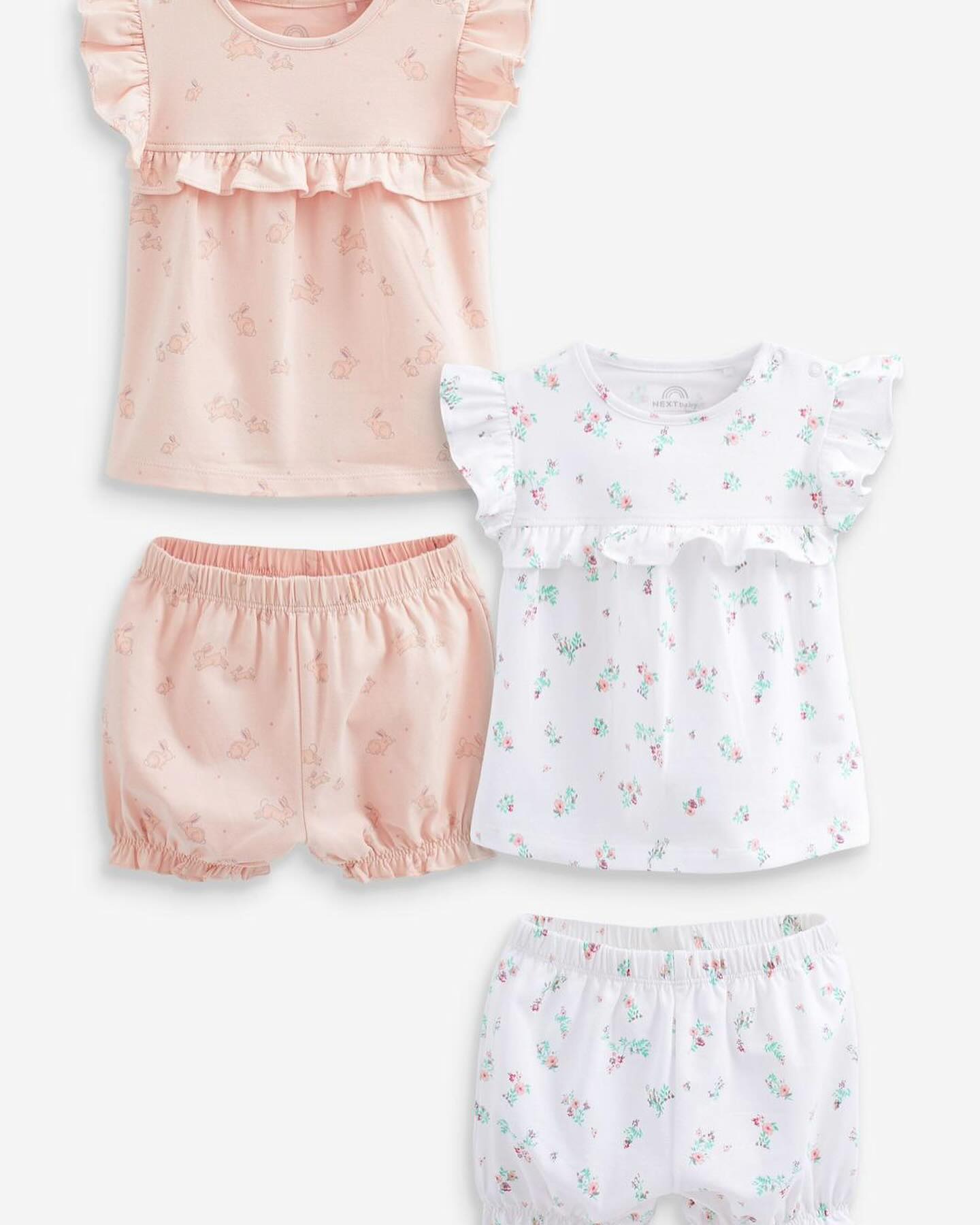Pink Frilled Shirt & Shorts 4 Pack Set