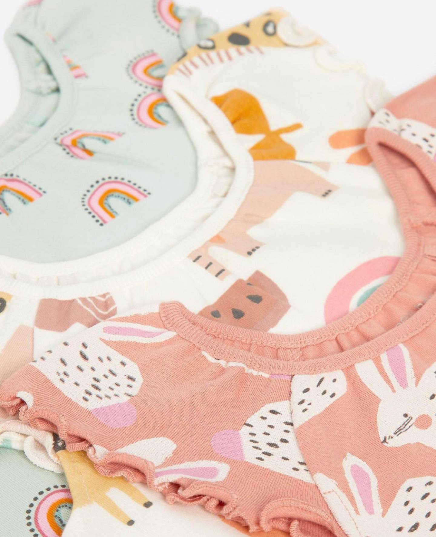 Pink/ Green Animal Rompers 3 Pack Set