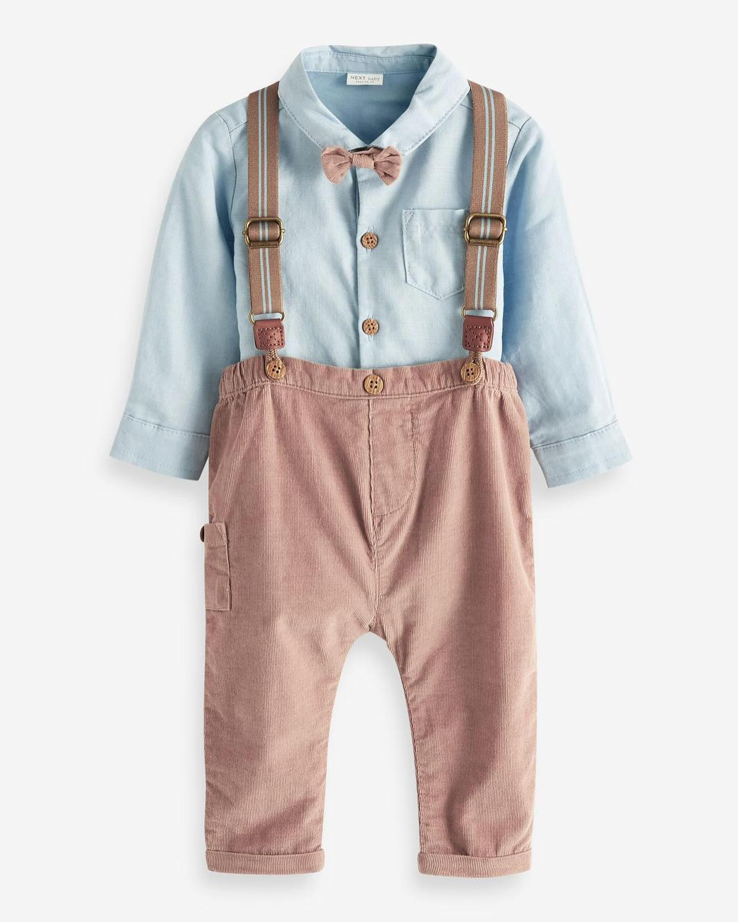 Mink Trousers, Bodysuit, Braces with Bow Smart Occasion wear 4 Pc Set