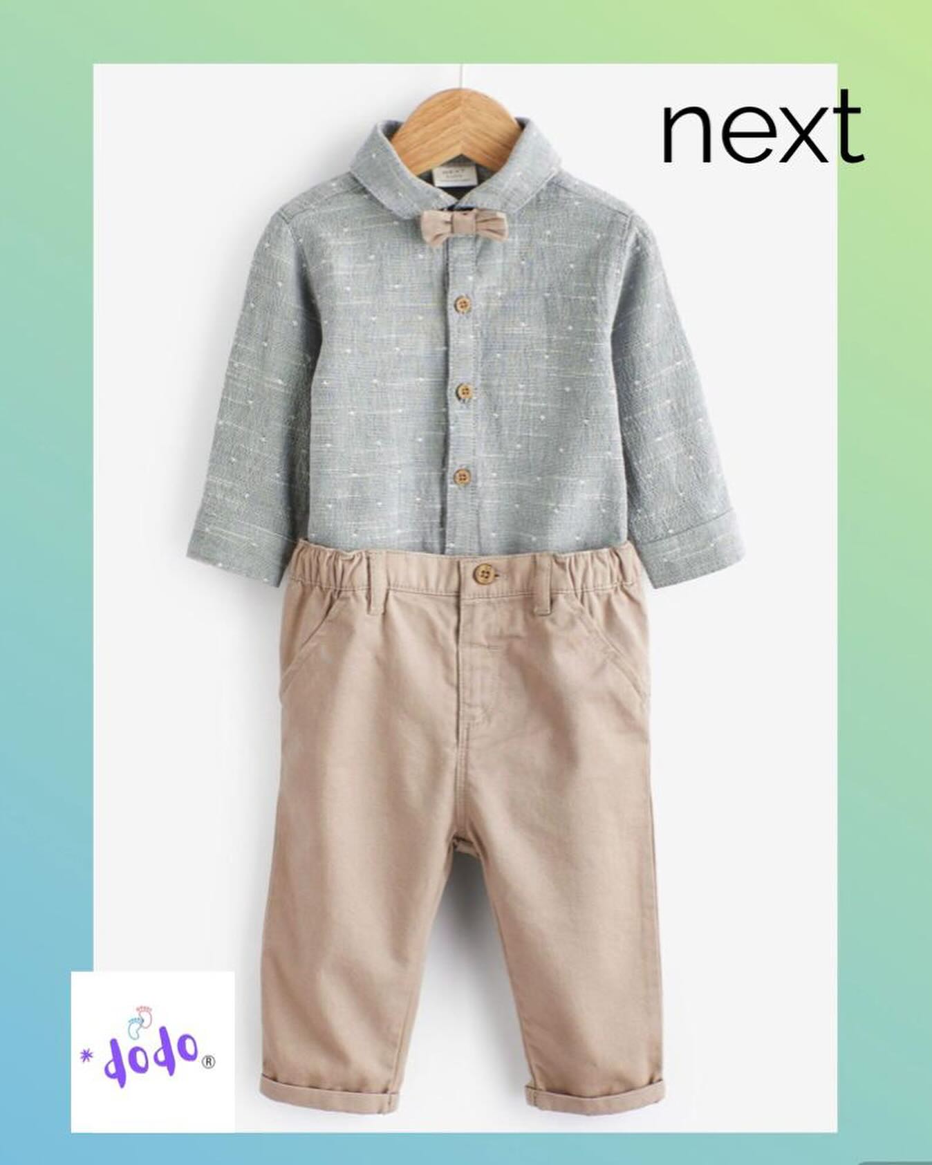 Brown Chino Trousers, Bodysuit & BowTie Occasion wear 3 Pc Set
