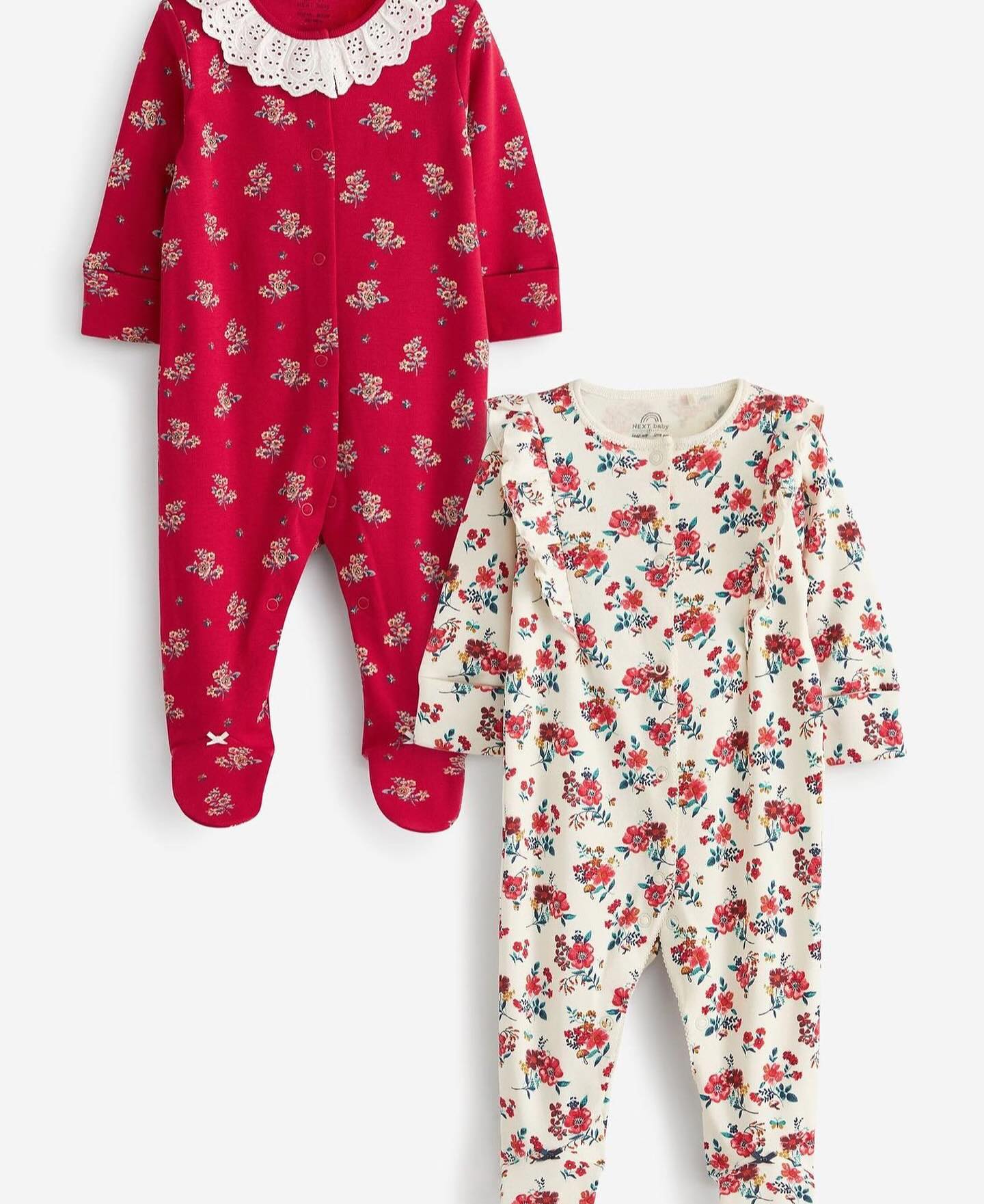 Red/White Frilled Sleep suit 2 Pack