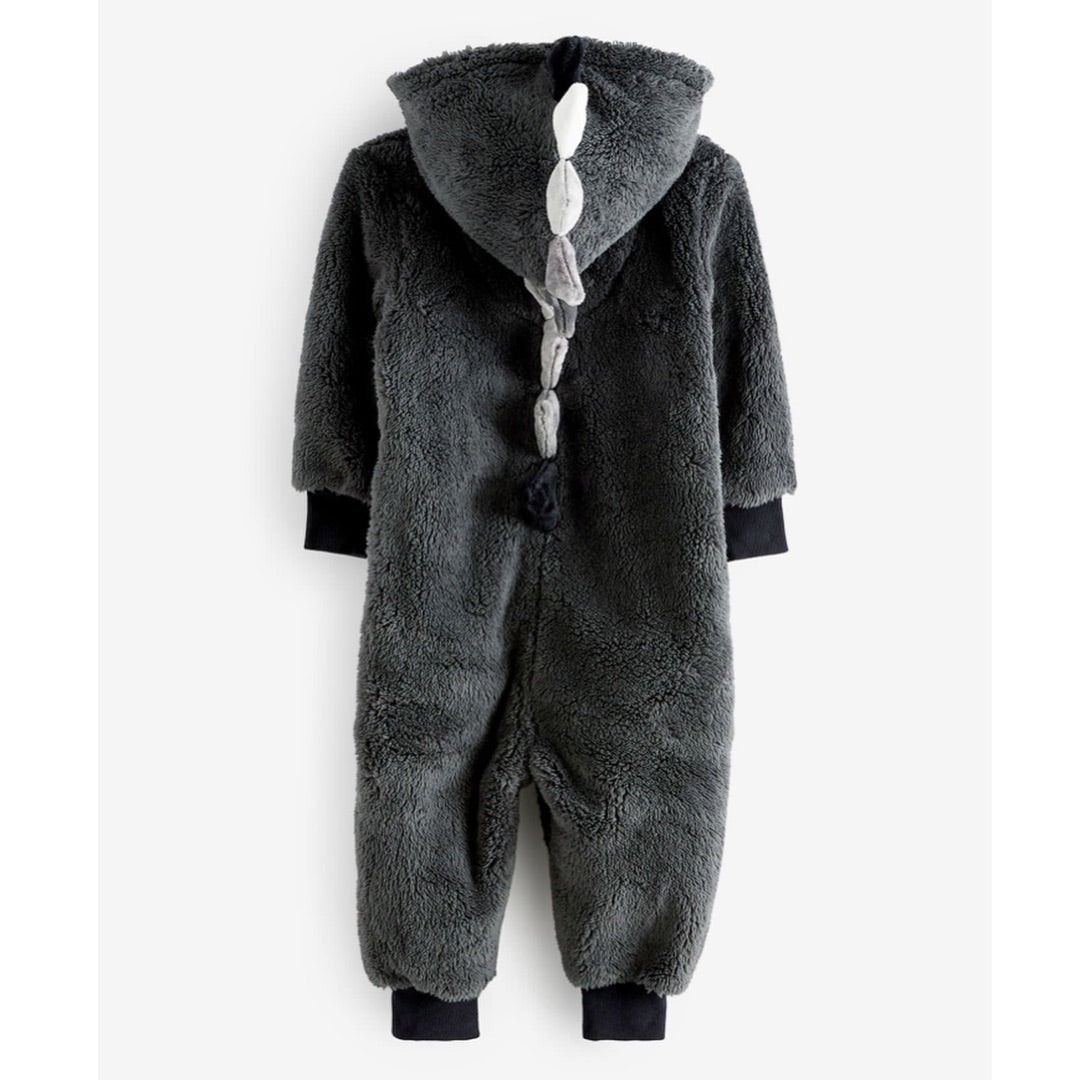Grey Dino Spike Fleece Onesie