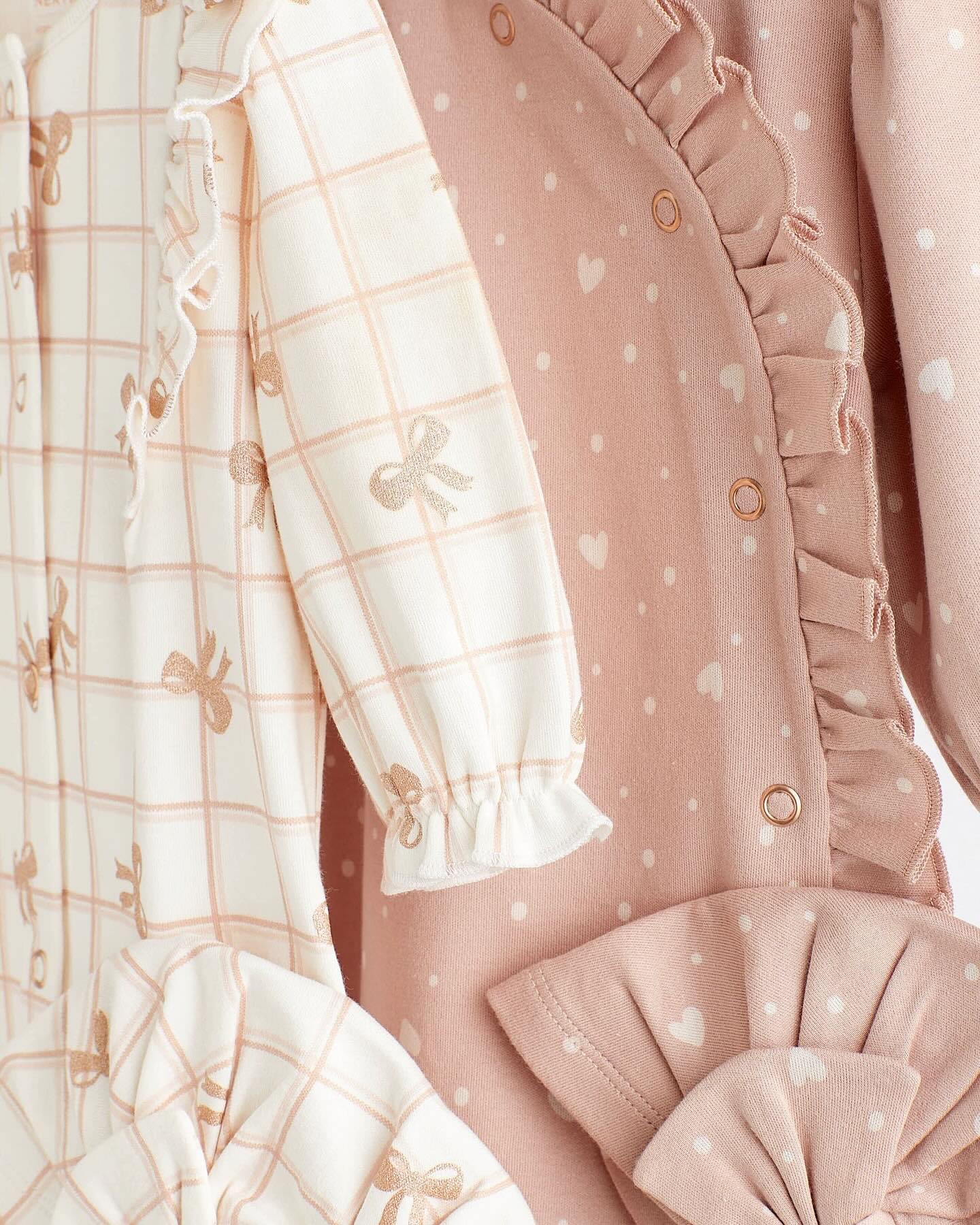 Pink/ Cream Frilled Sleep suit with matching Turban Hats Set