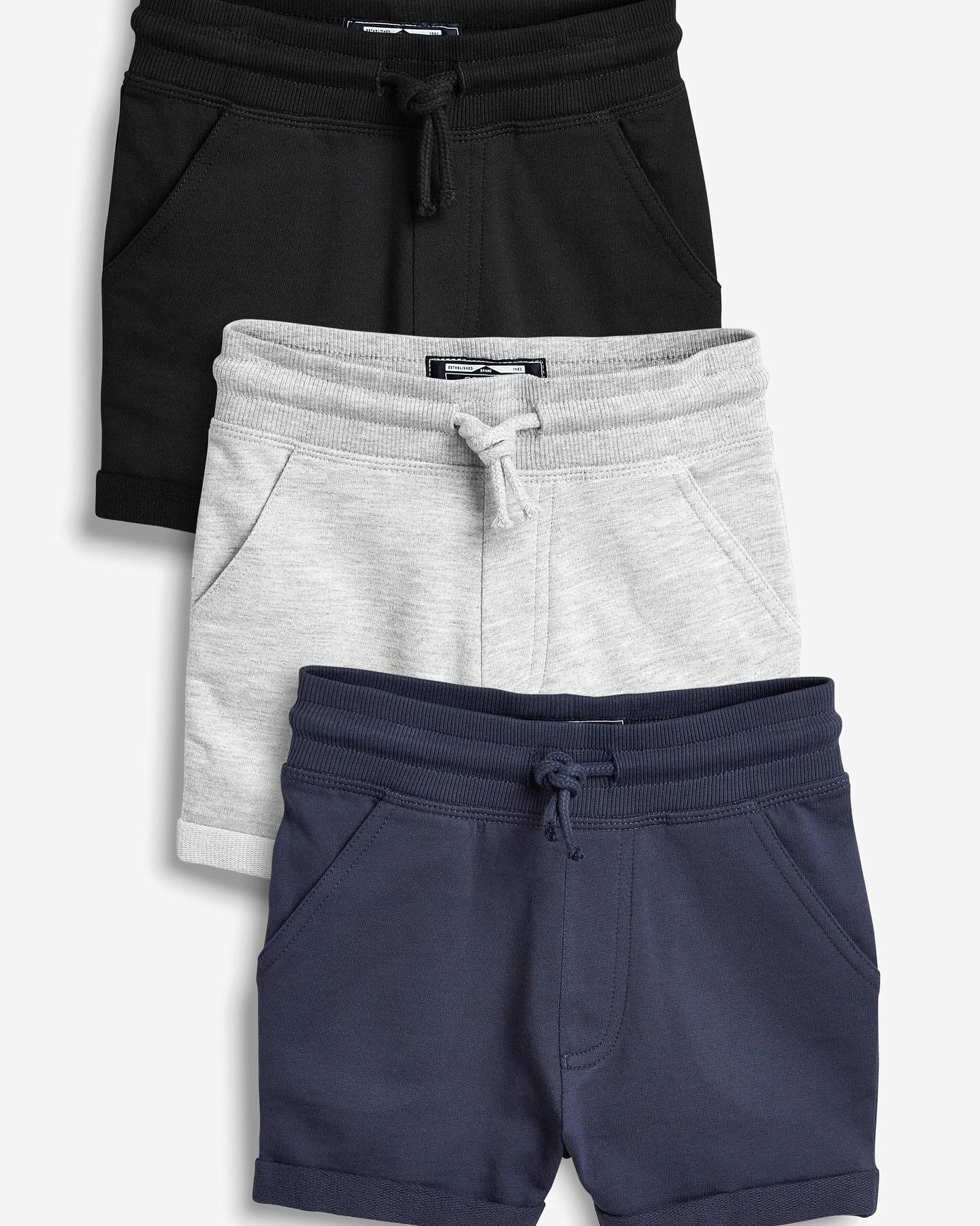 Navy, Black, Grey Shorts 3 Pack
