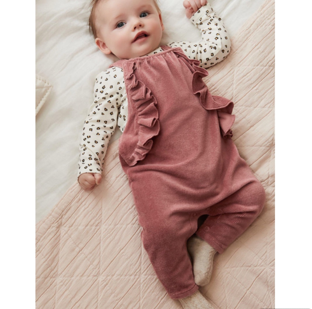 Mink Velour Dungarees & bodysuit set.