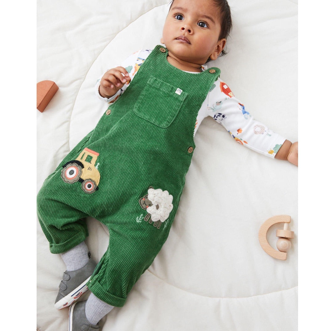 Green cord Dungarees set.