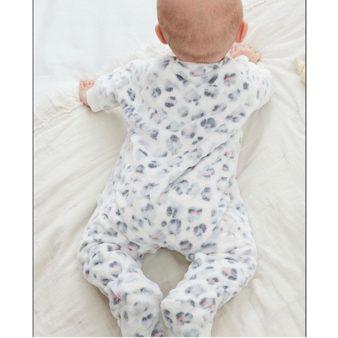 White Leopard Unisex Fleece Sleepsuit.