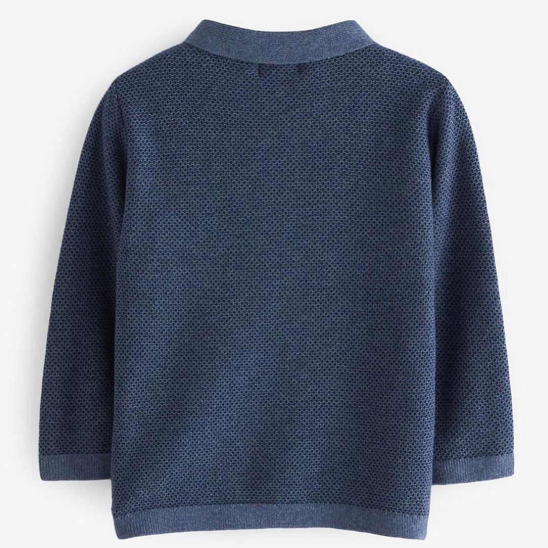 Navy Knitted Polo shirt.