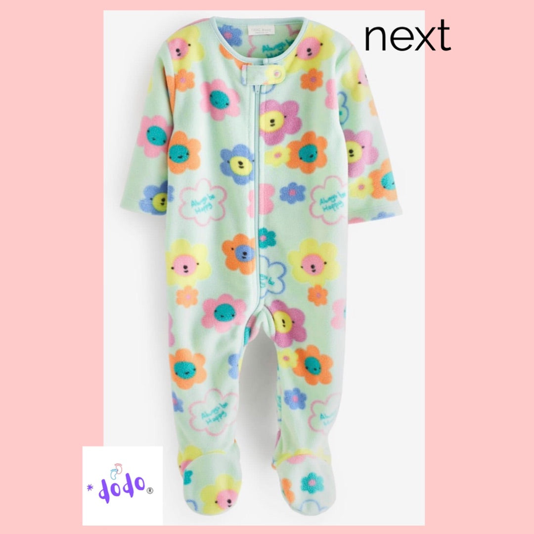 Green Floral Fleece Sleepsuit
