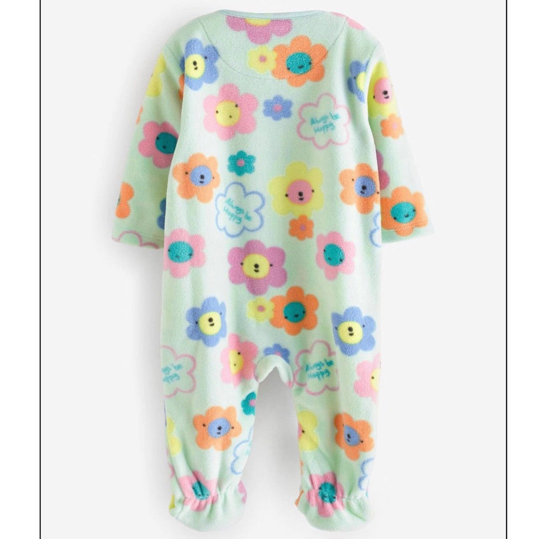Green Floral Fleece Sleepsuit