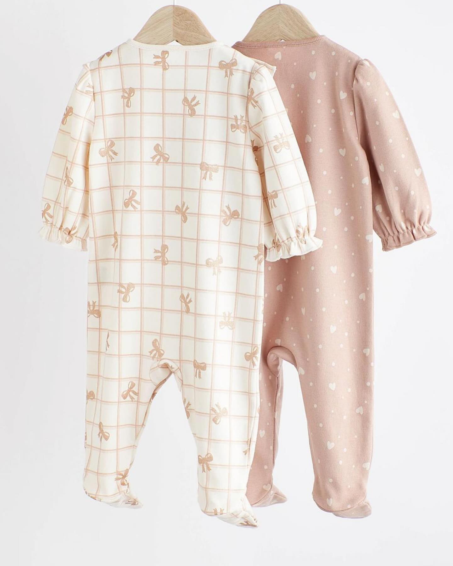 Pink/ Cream Frilled Sleep suit with matching Turban Hats Set
