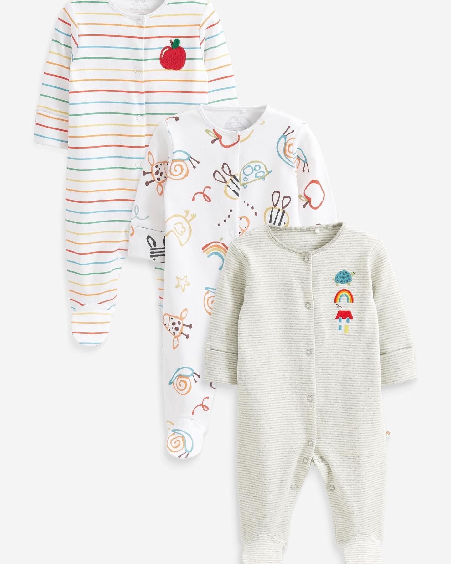 Grey Characters Appliqué Sleep suit 3 Pack