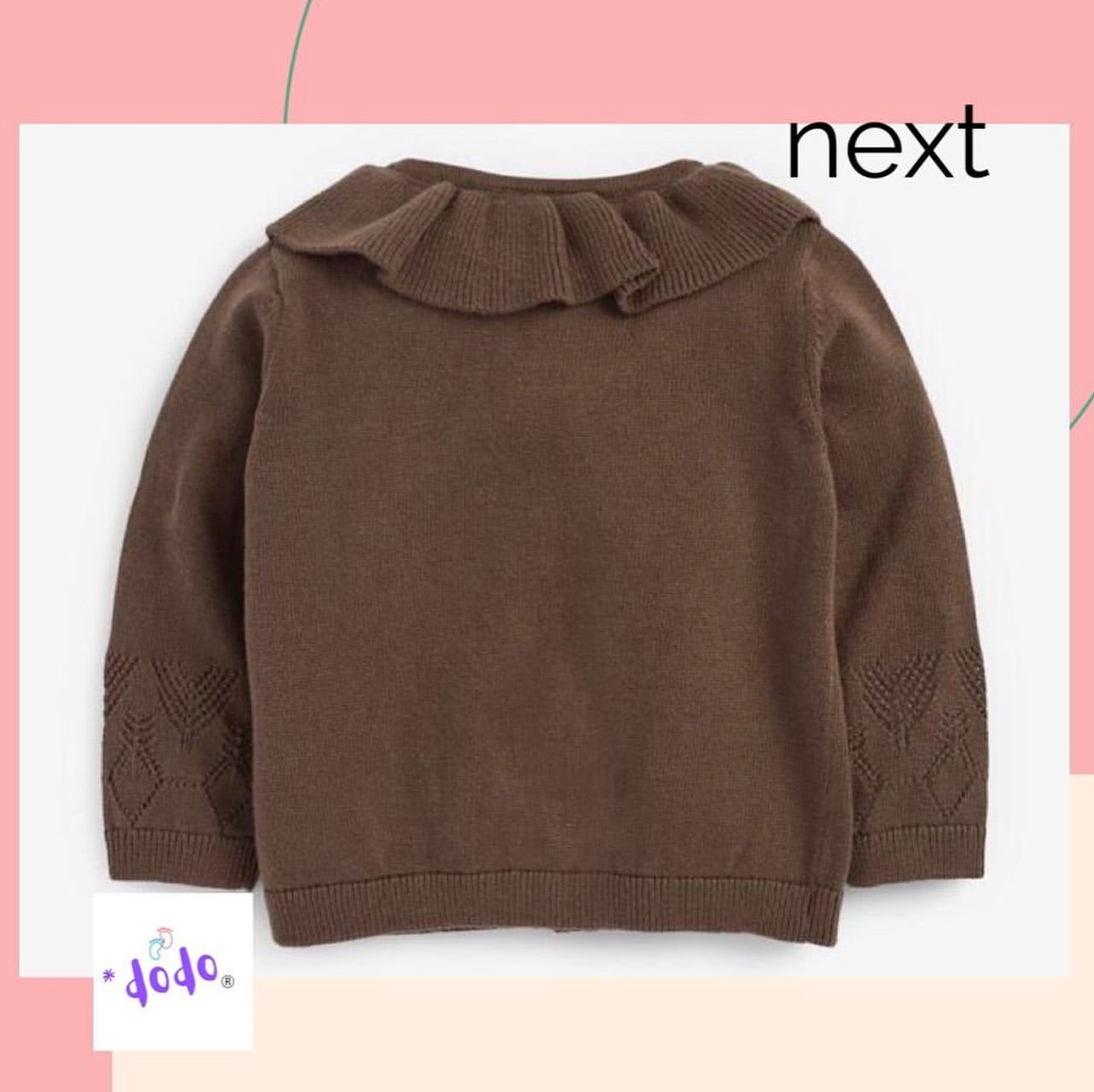 Chocolate Frill Knitted Cardigan