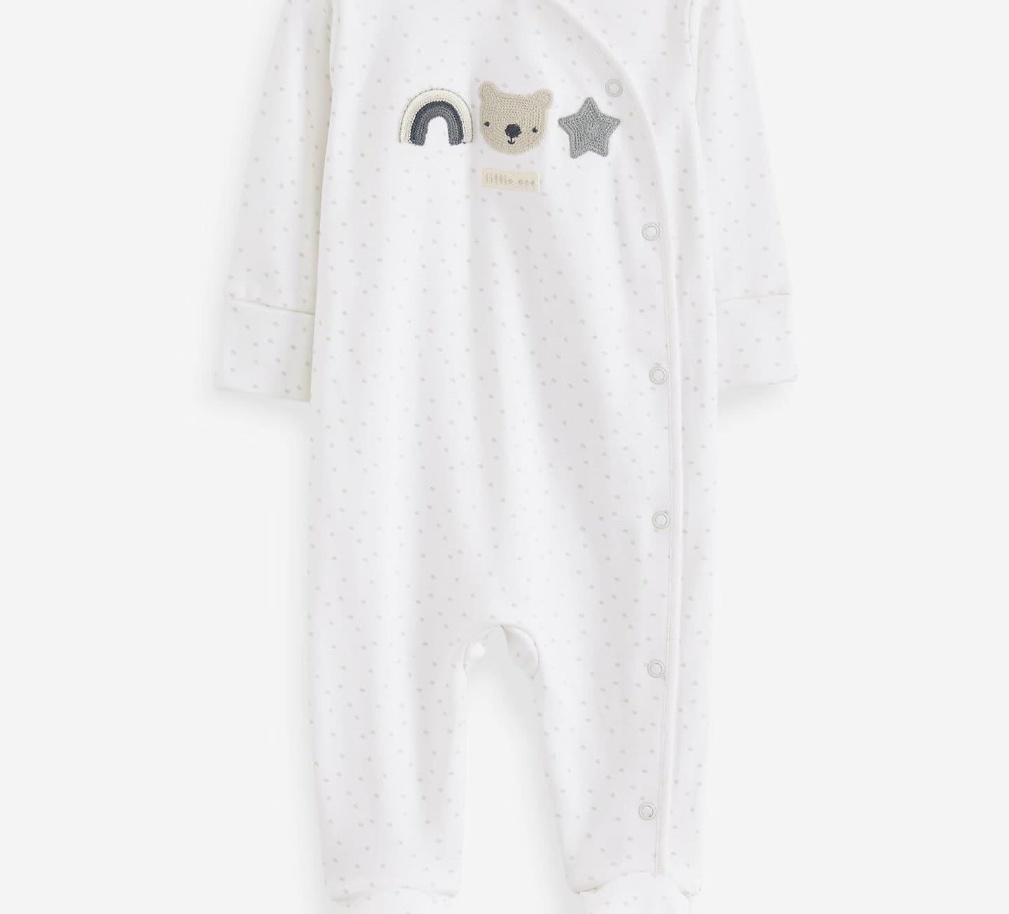 Monochrome Bear Appliqué Sleepsuit 3 Pack
