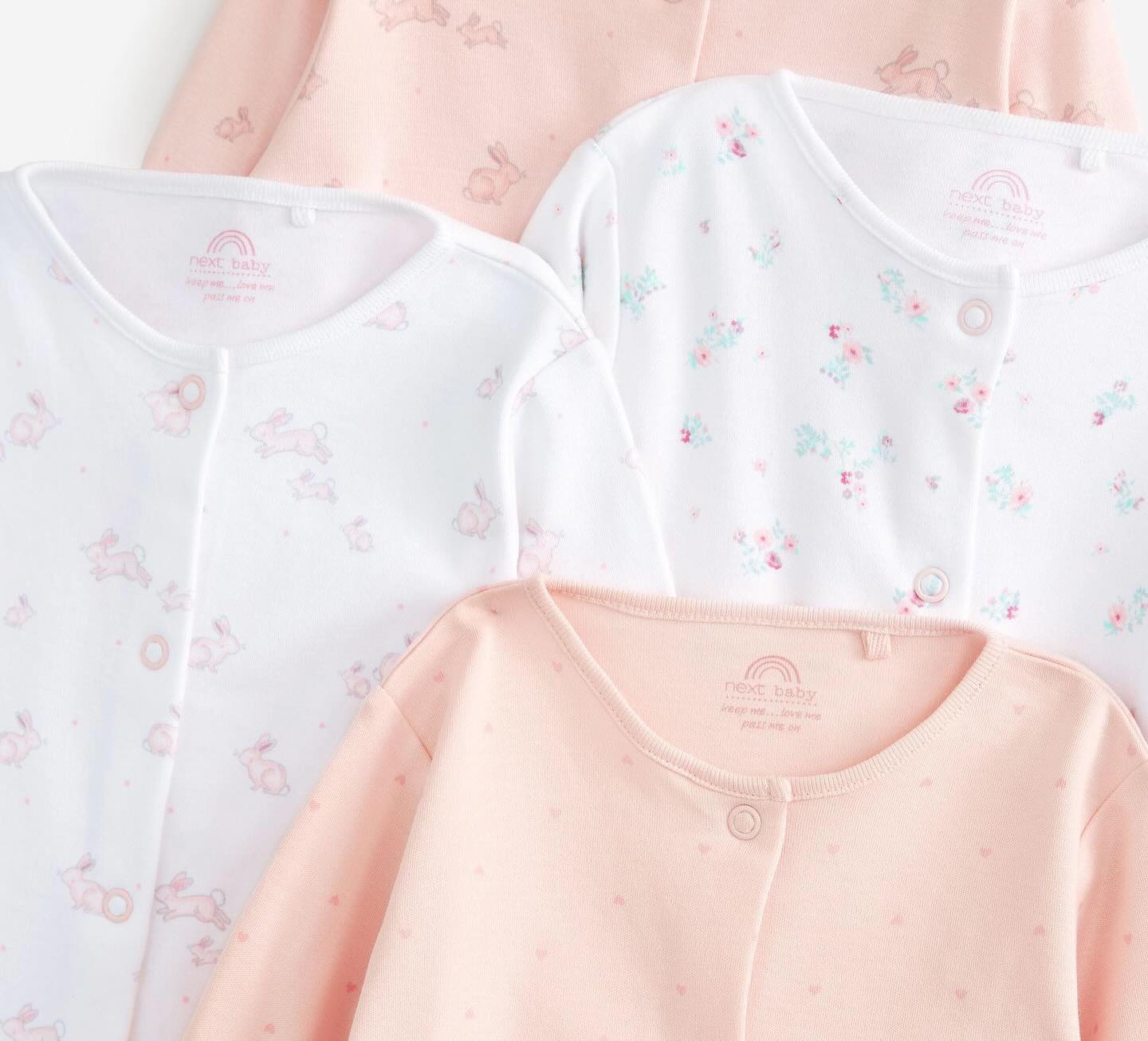 Pale Pink Floral Sleepsuit 3 Pack