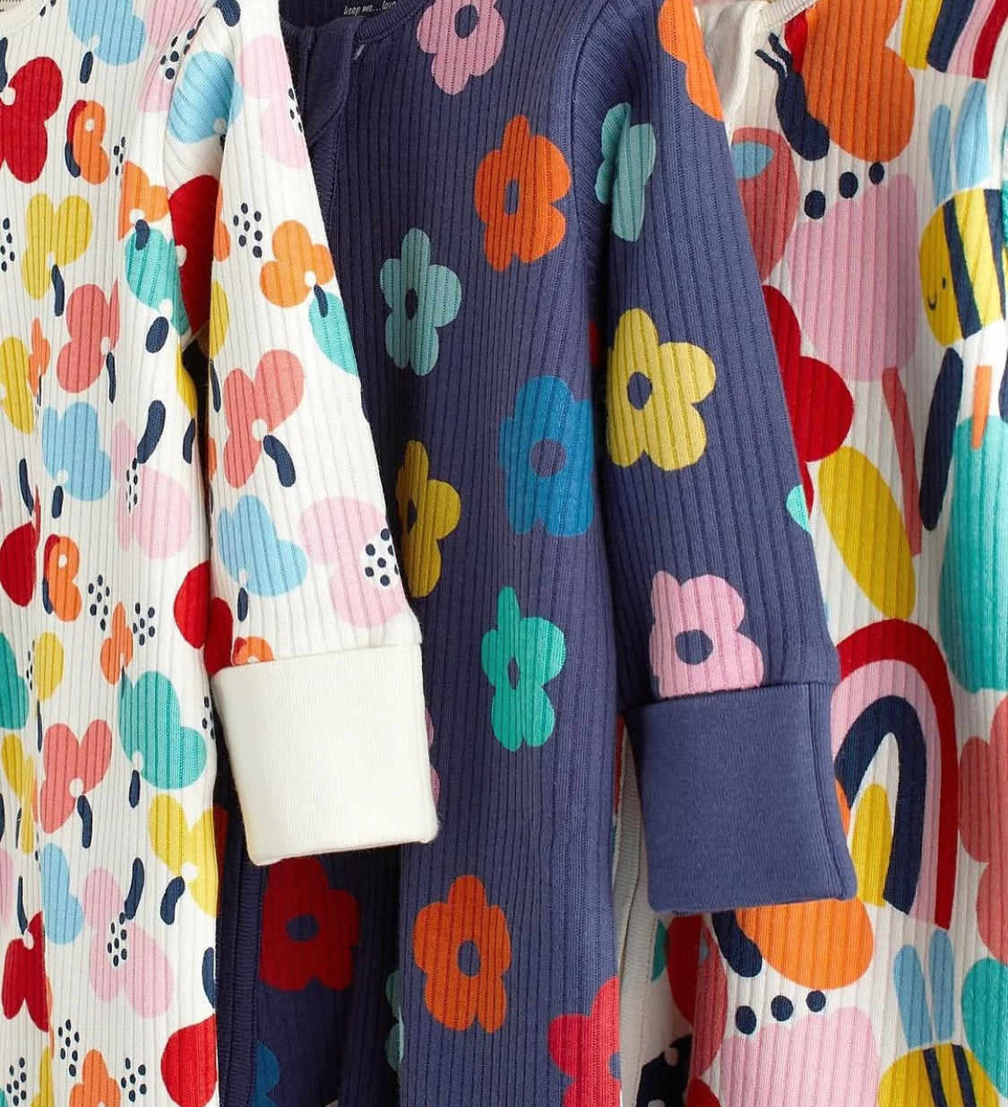 Bright Floral Footless Sleep suit 3 Pack