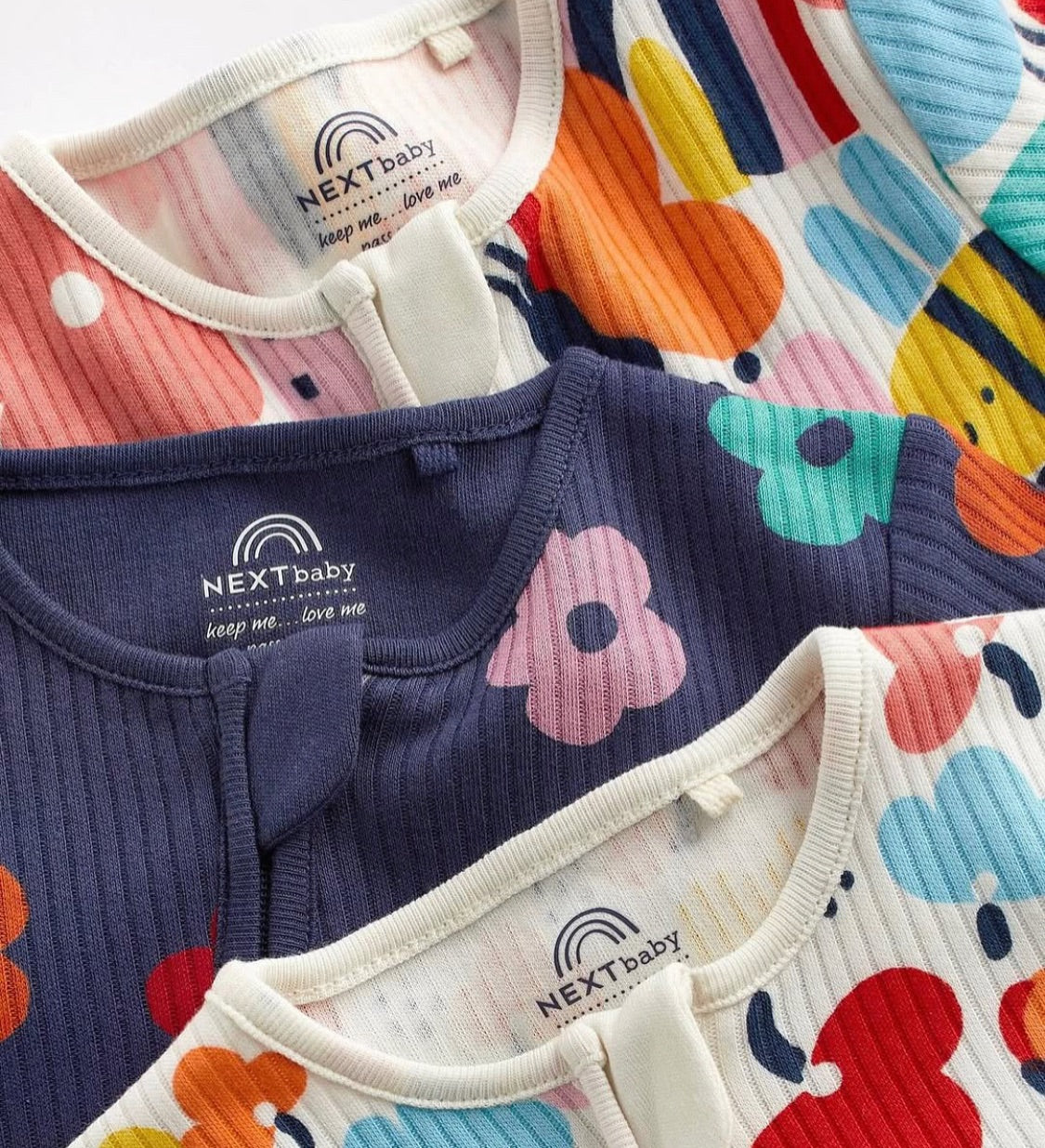 Bright Floral Footless Sleep suit 3 Pack