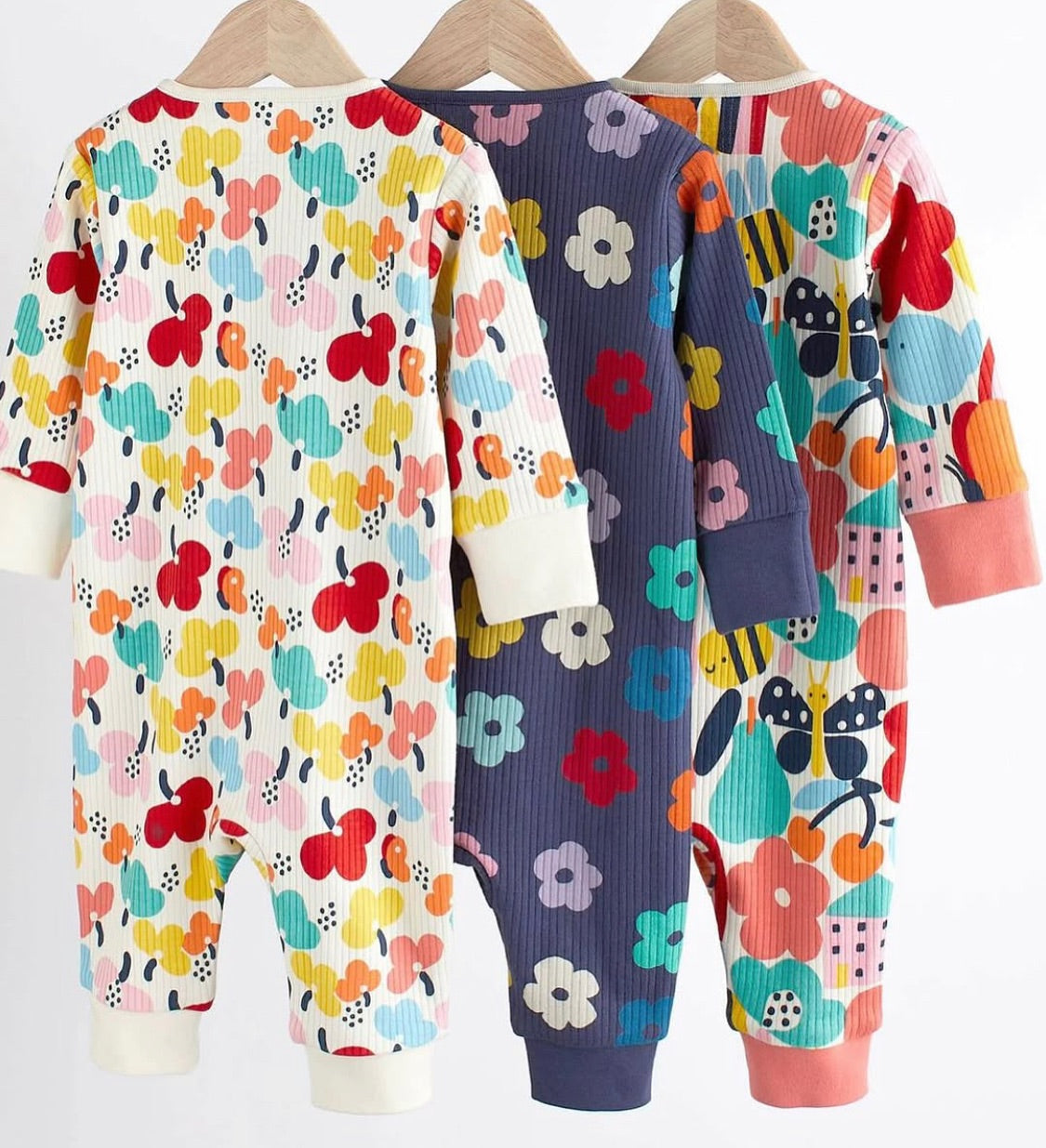 Bright Floral Footless Sleep suit 3 Pack