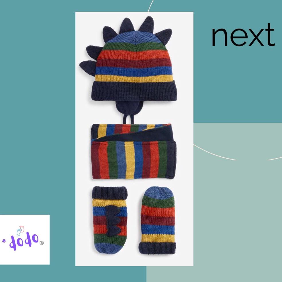Multi Knitted Hat, Scarf and Mittens Set