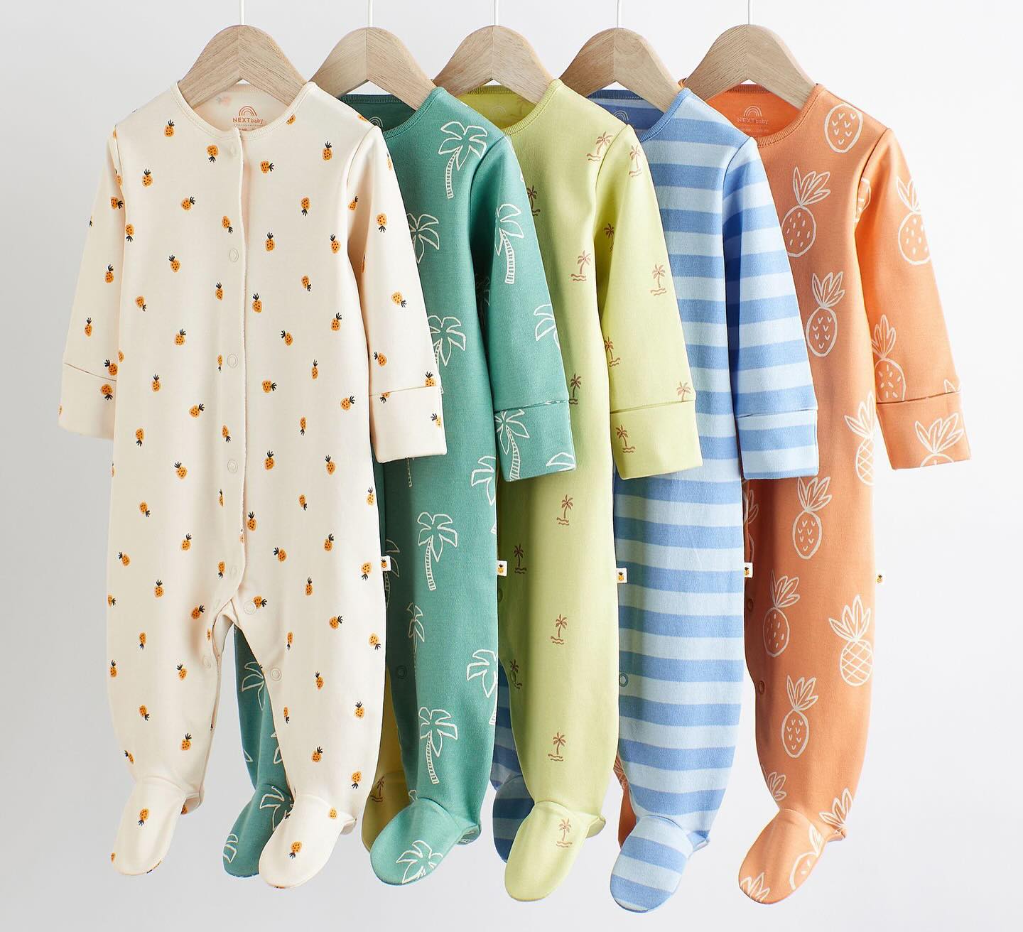 Palm Mini Prints Sleepsuit 5 Pack.