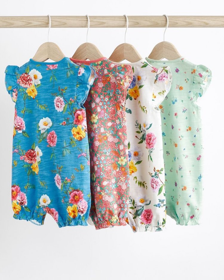 Floral Rompers 4 Pack Set
