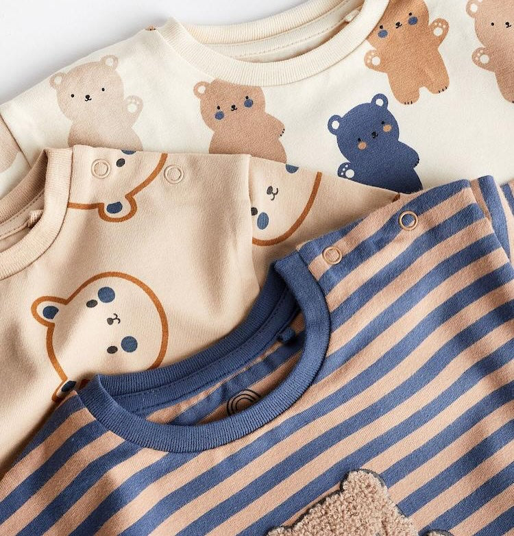 Brown Bear Rompers 3 Pack Set