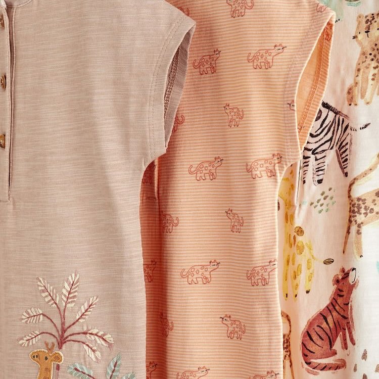 Neutral Safari Appliqué Rompers 3 Pack Set