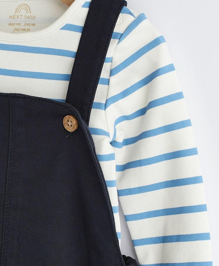 Navy blue Dungarees & Bodysuit Set